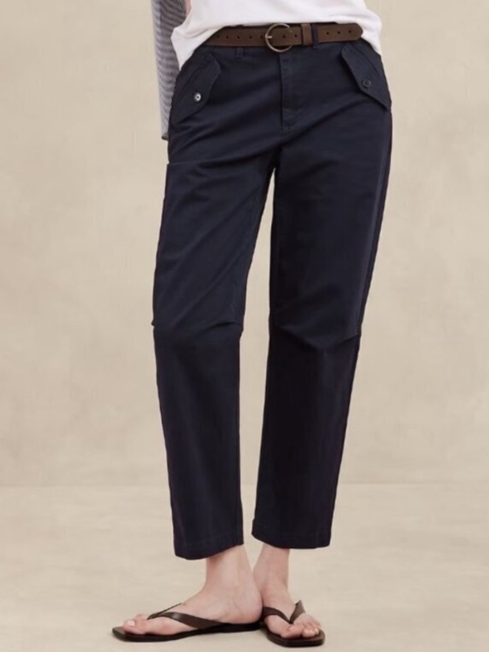 Banana Republic Authentic Chino Girlfriend Pant Preppy Navy Size 6